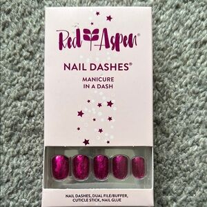 Red Aspen Nail Dashes - Pink Glitter